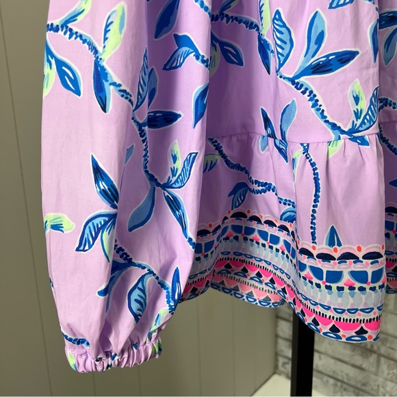 Lilly Pulitzer Kenna Stretch Top Purple Iris Slathouse Jungle Engineered M NWT